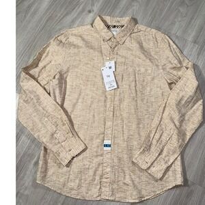 Denim & Flower Ricky Singh Mens Tan Melange Cotton Lyocell Button Down Shirt L